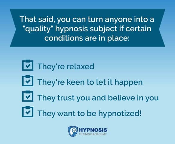 hypnosis who is susceptible conditions subjects